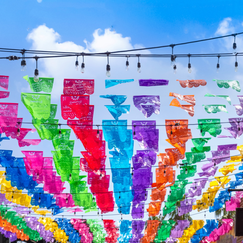 Mexico, Colonial Streets And Colorful Architecture Of San Jose Del Cabo In The Historic Center.