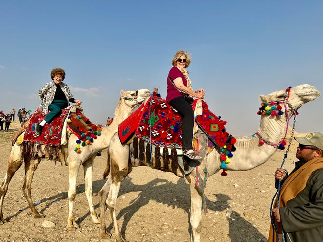Best Friends Sandy Hazelip And Ellie Hamby Ride Camels In Egypt In February 2023.