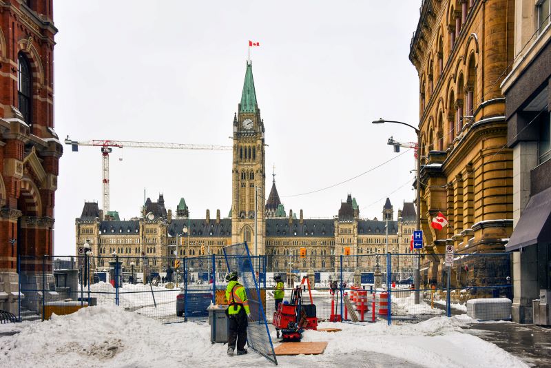 Police Barricades Around Parliament Hill In Ottawa After The Freedom Convoy Protestors Were Cleared