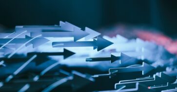 Graphic render of financial market arrows. Hard market.