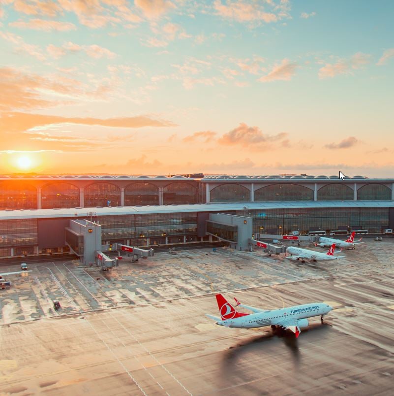 Istanbul Airport With Planes From Turkish Airlines