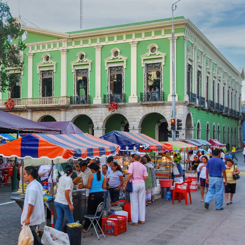 Traditional Street Market In Merida, Yucatan State, Mexico, Latin America