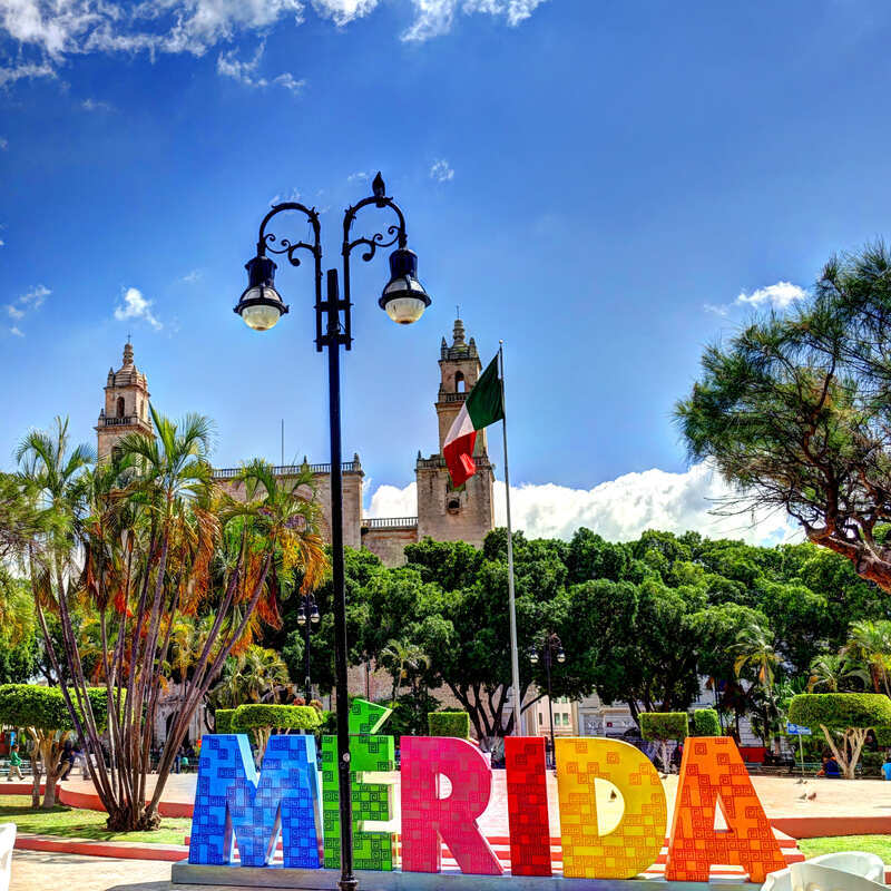 Merida Plaza In The Colonial City Of Merida, Mexico, Latin America